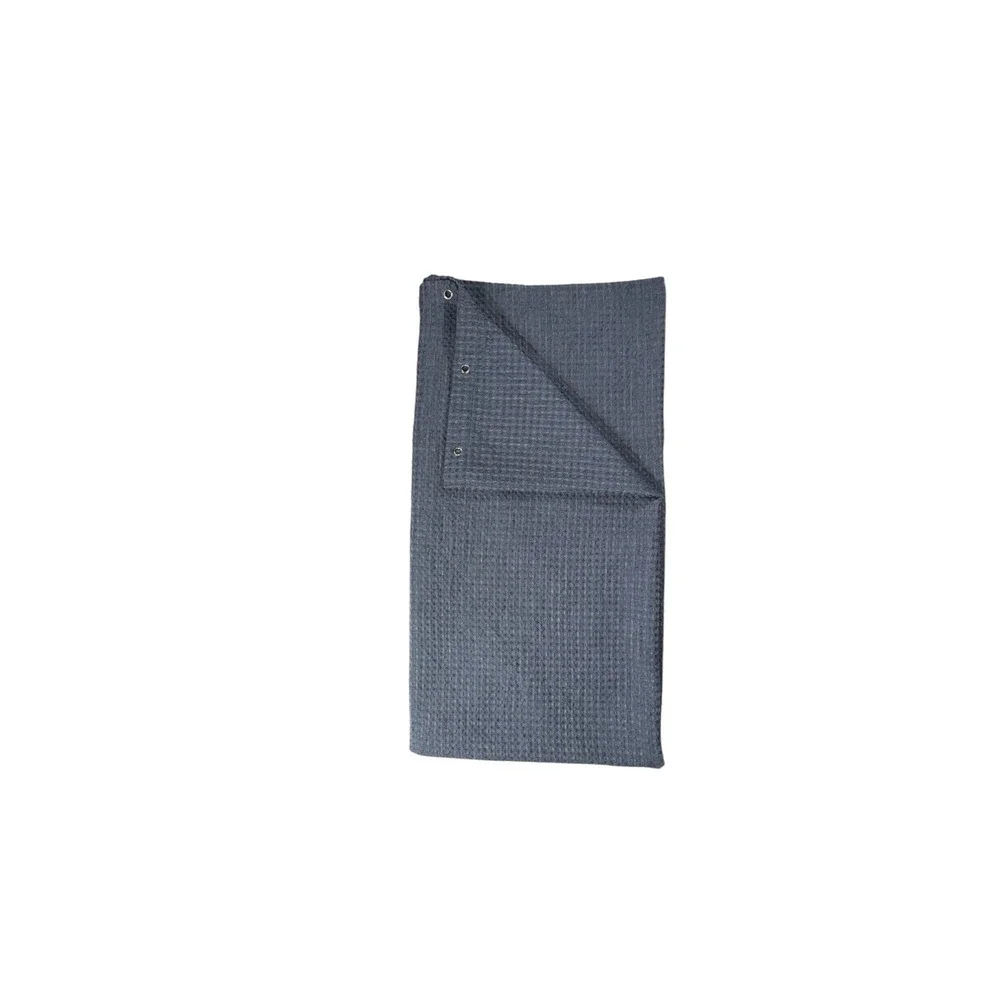 Blue Knit Fabric Shower Curtain Waffle Honeycomb Textured 70x70 Bathroom